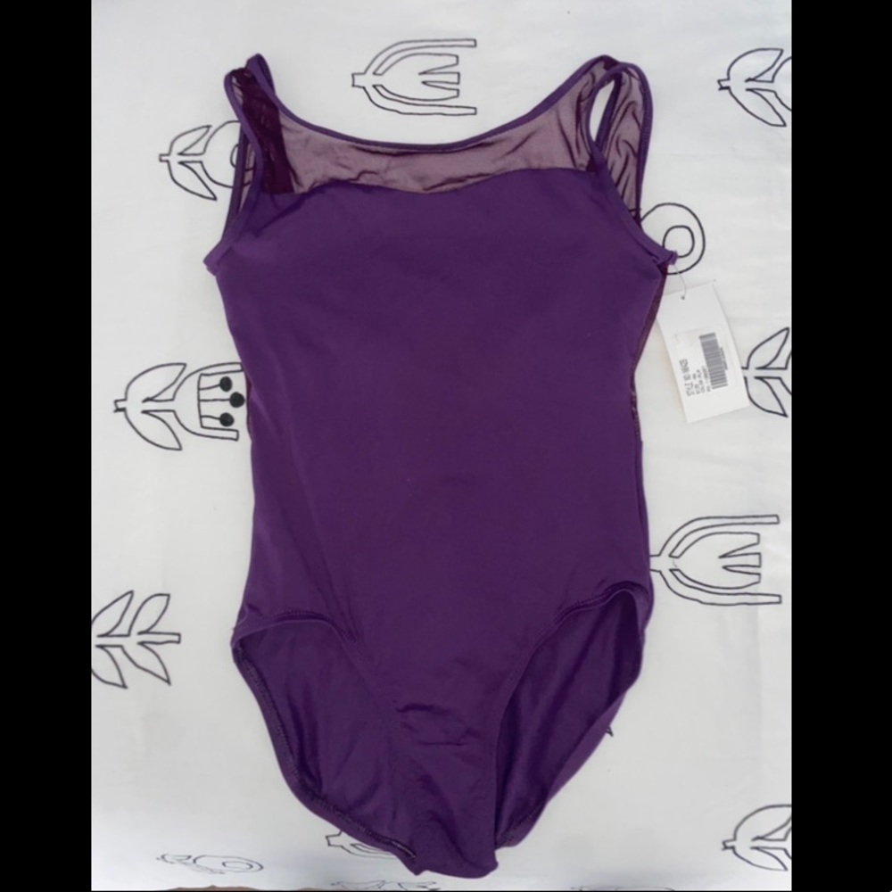 Natalie Leotard with deep v back and mesh